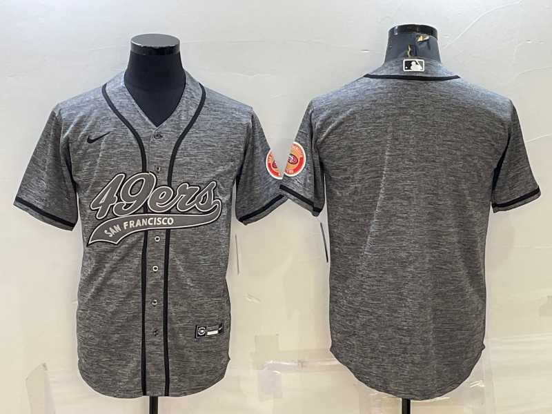 Men%27s San Francisco 49ers Blank Grey With Patch Cool Base Stitched Baseball Jersey